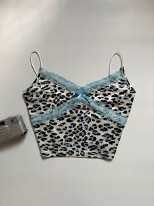 Leopard Print Lace Trim Cami Top