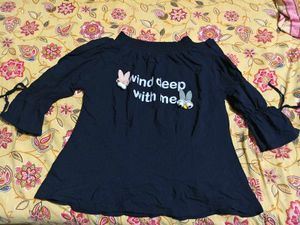 Navy Blue Oversized Stretchable Top