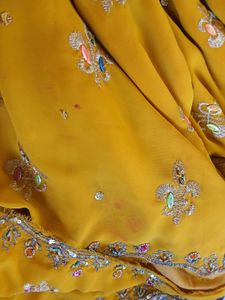 Embroidered Yellow Saree