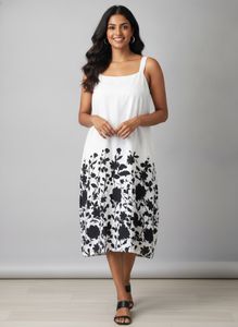 White & Black Classic Floral Strappy Dress