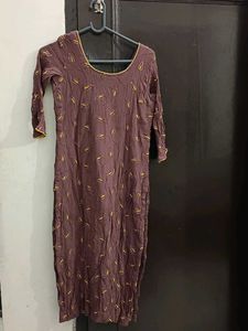 Elegant Brown Kurta with Leaf Print