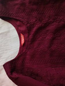 Elegant Maroon Embroidered Kurta