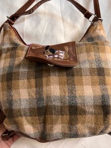 Plaid Shoulder Bag with Cute Detail