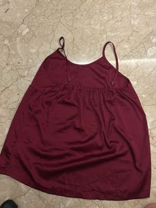 Maroon Babydoll Top with "Fashion" Embroidery