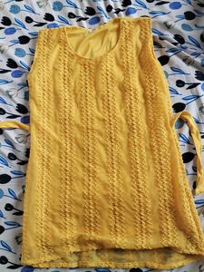Yellow Lace Sleeveless Top
