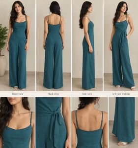 Kazo Teal Spaghetti Strap Jumpsuit