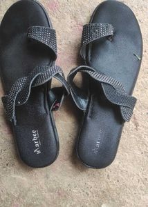 Sparkling Black Flat Sandals