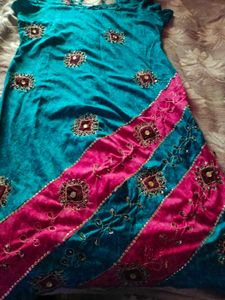 Teal &amp; Pink Embellished Dress