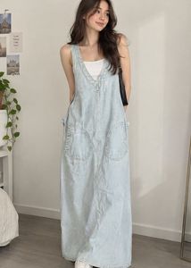Light Wash Denim Pinafore Dress