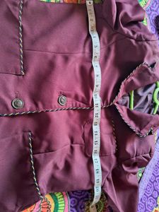 Burgundy Blazer with Trim Detail