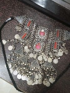 Boho Silver Tone Statement Necklace