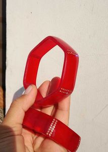 Elegant Red Bangles with Stone Embellishments