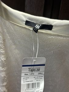 Off White Tshirt, Net Pattern, With Puff Sleeves