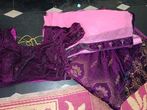 Purple Velvet Stone Work Lehnga