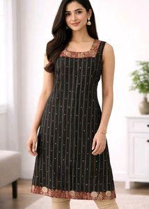Black Party Wear Banarasi Kurti.