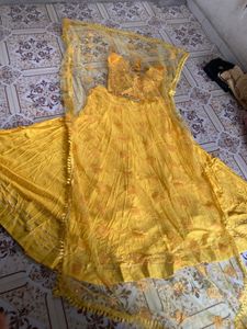 New Fresh Yellow Embroidered Lehenga Choli Set