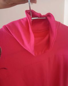 Bright Pink Turtleneck Top