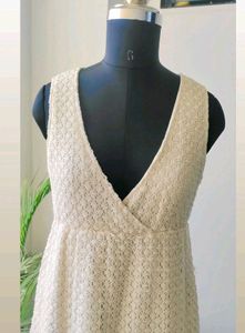 Korean Mesh White Dress