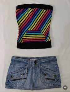 Rainbow Striped Tube Top with Pocket