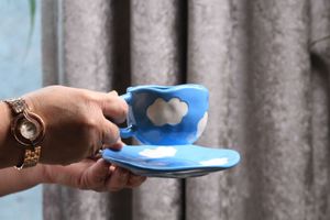 Cloudy Day Ceramic Teacup Set
