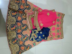 Pink Net Dupatta with Gold Embroidery