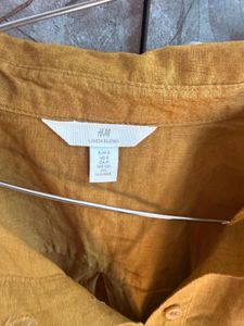 H&amp;m Mustard  Collared Long Sleeve Top
