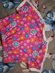 Cute Pink Floral Crop Top &amp; Jeans Set