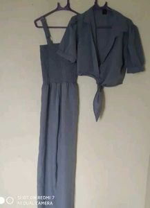 Chic Black Jumpsuit and Shirt Set