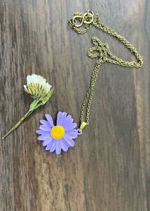 Purple Daisy Pendant Necklace