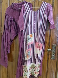 Purple Striped Kurta with Palazzo Set