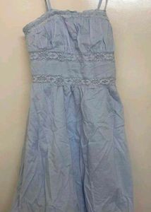 Light Blue Lace Trim Dress