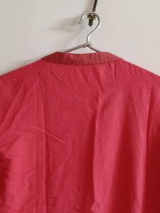Pink Cotton Kurta Solid