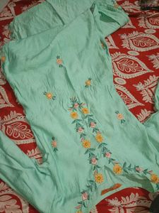 Embroidered Teal Kurta Set
