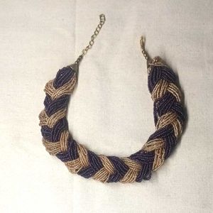PURPLE ROSE GOLD Braided Beaded Necklace