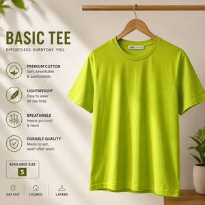 ZARA lime Green Basic Cotton T-Shirt