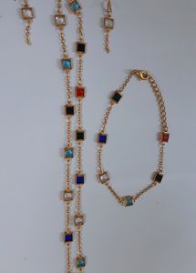 Colourful Rhinestone Chain, Bracelet & Earring Set
