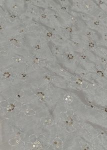 White Sequined Floral Dress Material