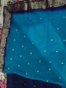 Beautiful Blue &amp; Purple Saree without blouse