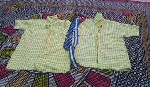 Yellow Checked School Shirts with Tie