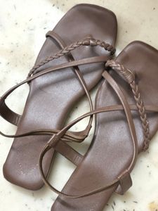 Chic Brown Braided Strap Sandals