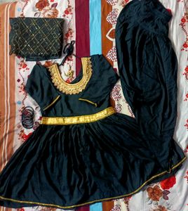 Anarkali Kurti And Dhoti Shalwar Set😳