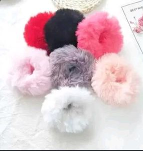 Fluffy Hair Scrunchies Set