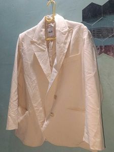 Cream Double-Breasted Blazer
