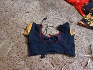 Stunning orange and Navy Blue Saree