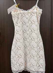 Elegant white floral lace mini dress💕