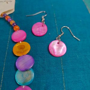 mother of pearl colorful necklace set