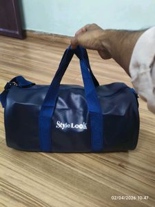 Stylish faux leather gym Bag ( navy blue colour)