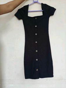 Chic Black Button-Up Mini Dress