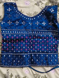 Elegant Royal Blue Embellished Blouse