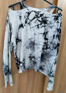 Tie Dye Cold Shoulder Long Sleeve Top for Holi